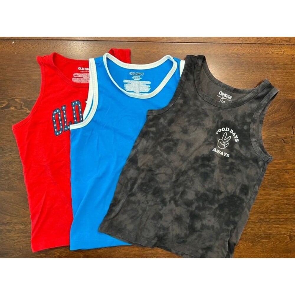 3 Boys Size Small 6-7 Tank Tops Cotton Blend